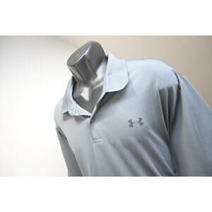 Under Armour Golf Polo HeatGear Loose Gray Athletic Golf Shirt Mens Size 2XL